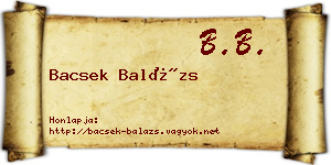 Bacsek Balázs névjegykártya